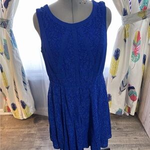 Blue Lace Sleeveless Dress